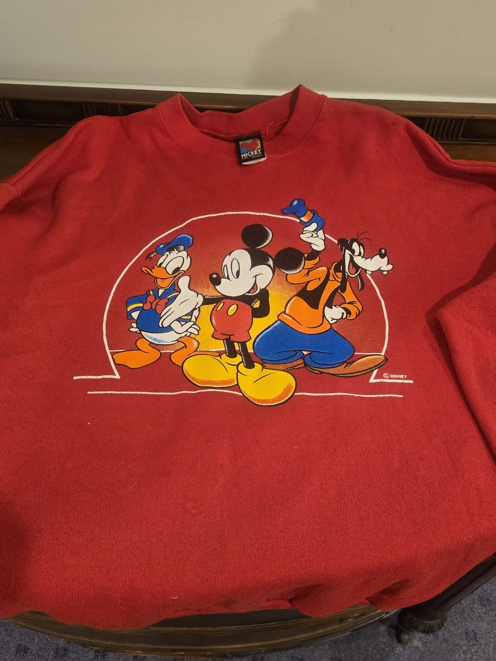 Disney Red Kids Sweatshirt with Mickey, Donald & Goofy Graphic